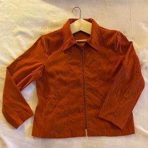 Faux suede rust colored, zip up jacket or blazer